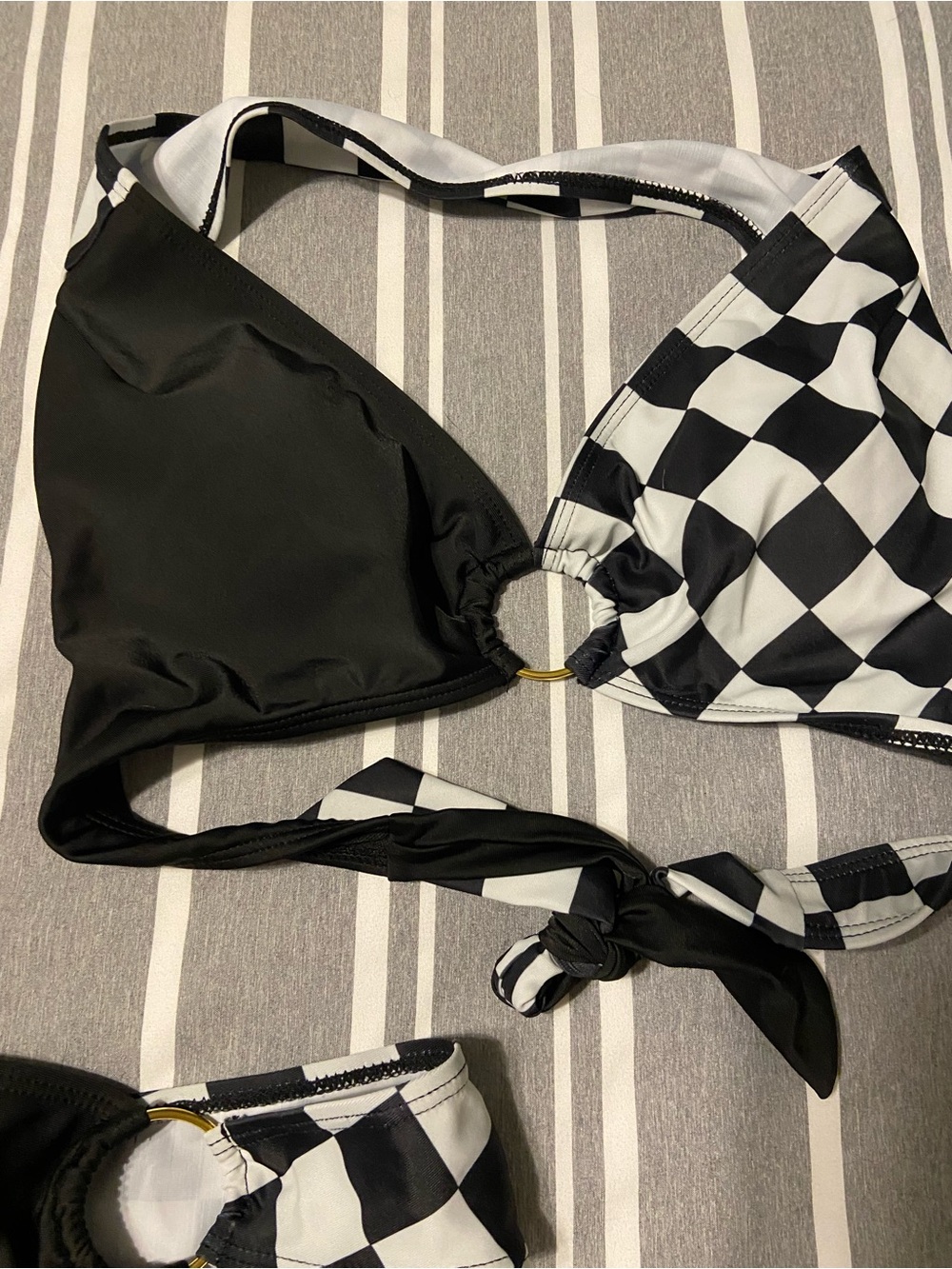 Source Unknown Black & White Checkerboard Bikini Set - Picture 3 of 4